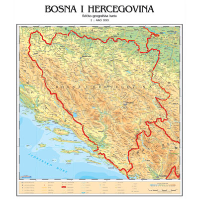 karta srbije i bosne i hercegovine Školska fizičko geografska zidna karta karta srbije i bosne i hercegovine